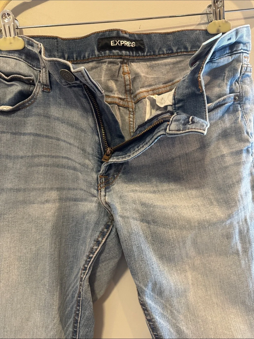 Express Light Wash Skinny Jeans 33x34 Stretch Tough Denim